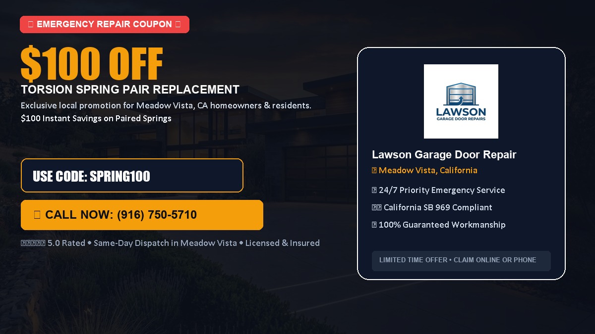 $100 OFF Heavy-Duty Torsion Spring Pair Replacement in Meadow Vista, CA
